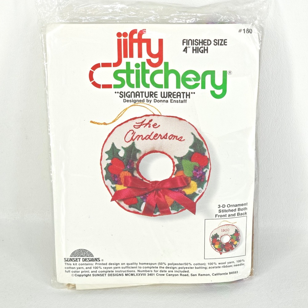Jiffy Stitchery Signature Wreath Ornament Kit Christmas 3D Cottagecore Cabincore